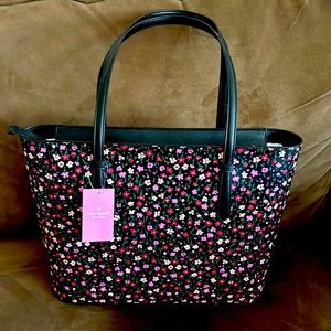 💥FLASH SALE👜 Kate Spade Brand New Medium Tote black floral ditsy Schuyler.